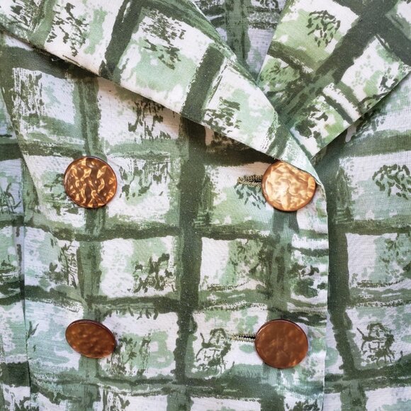 Vintage McArthur LTD Green Print 50s Dress - Picture 5 of 7